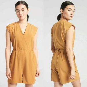 ATHLETA Marlow Tuscan Gold Yellow V Neck Casual Romper Size XL